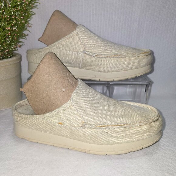SPERRY SIZE 5.5 MOC-SIDER MULE CREAM HEMP CLOGS LOAFERS EUC - Picture 1 of 7